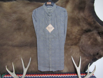 Men's Old West Dark Blue Check Bib Front Shirt-CM5483-FC1A